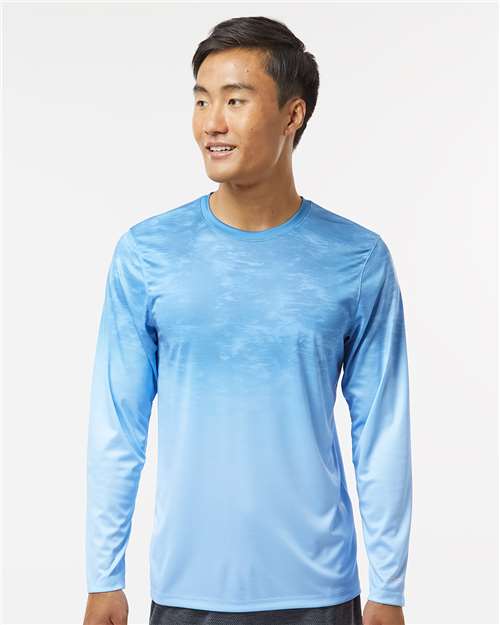 Unisex Montauk Oceanic Fade Performance Long Sleeve T-Shirt - Blue Mist Fade