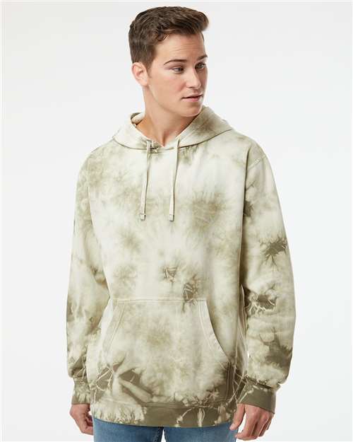 Unisex Midweight Tie-Dyed Hooded Sweatshirt - Tie Dye Olive