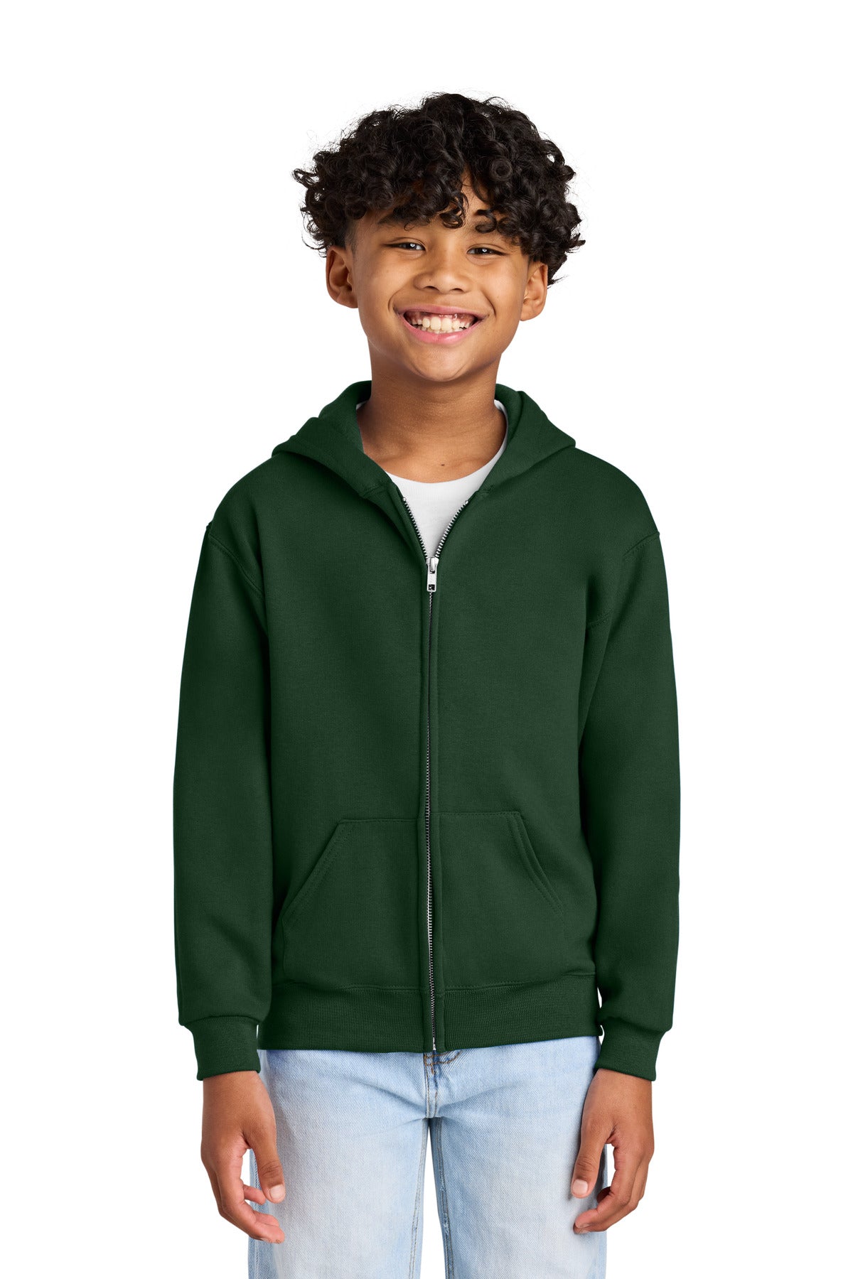 Jerzees - Youth NuBlend Full-Zip Hooded Sweatshirt - Forest Green