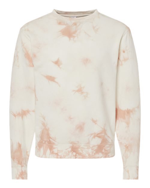Unisex Midweight Tie-Dyed Crewneck Sweatshirt - Tie Dye Dusty Pink