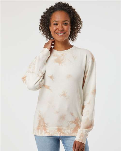 Unisex Midweight Tie-Dyed Crewneck Sweatshirt - Tie Dye Dusty Pink