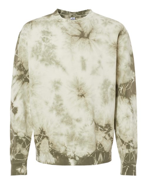 Unisex Midweight Tie-Dyed Crewneck Sweatshirt - Tie Dye Olive