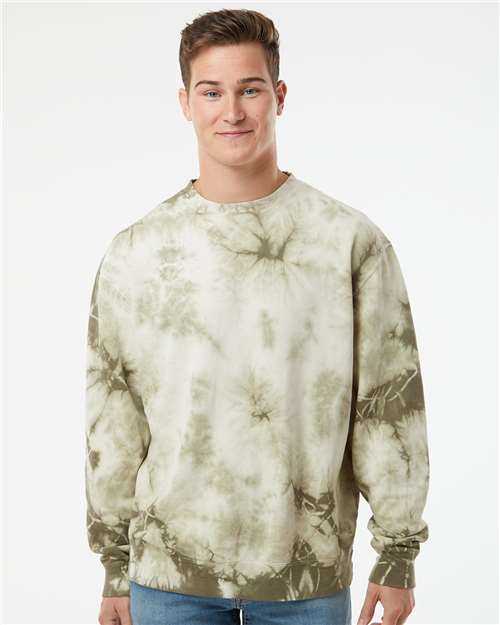 Unisex Midweight Tie-Dyed Crewneck Sweatshirt - Tie Dye Olive