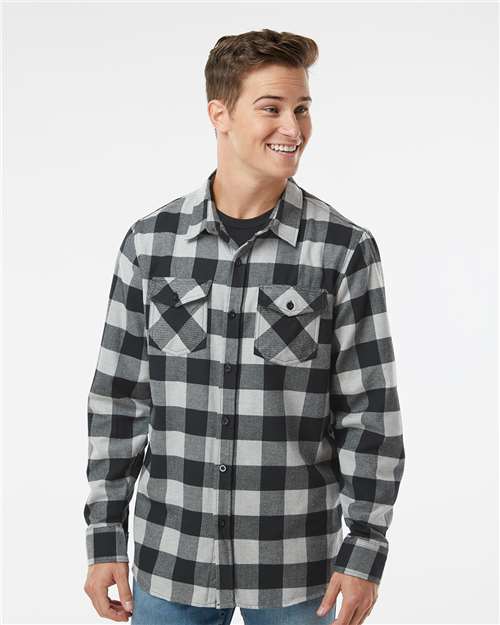 Unisex Flannel Shirt - Grey Heather/ Black