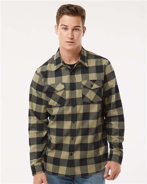 Unisex Flannel Shirt - Olive/ Black