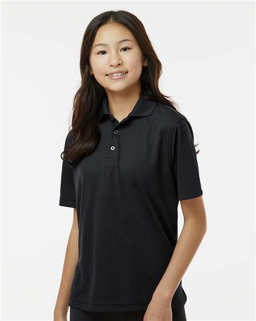 Youth Saratoga Performance Mini Mesh Polo - Black