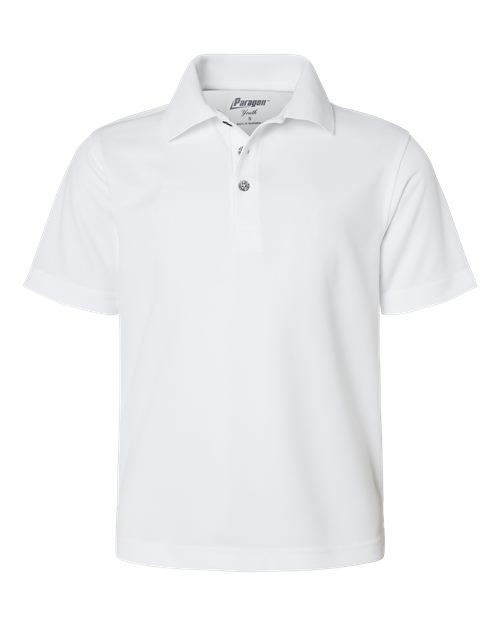 Youth Saratoga Performance Mini Mesh Polo - White