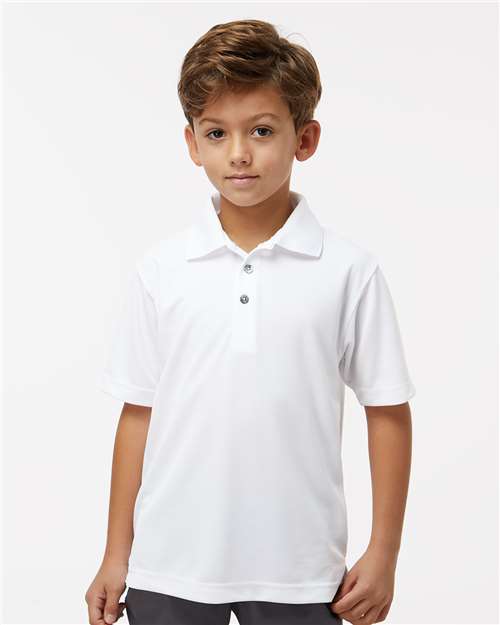 Youth Saratoga Performance Mini Mesh Polo - White