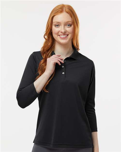 Women's Lady Palm Three-Quarter Sleeve Polo - Black