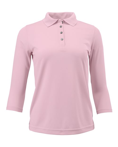 Women's Lady Palm Three-Quarter Sleeve Polo - Charity Pink