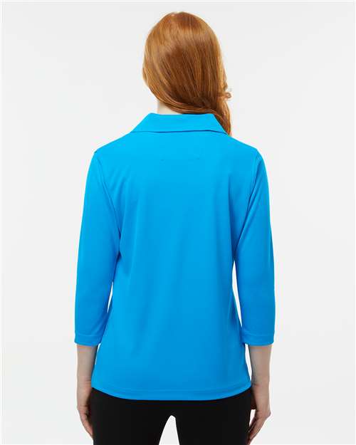Women's Lady Palm Three-Quarter Sleeve Polo - Turquoise