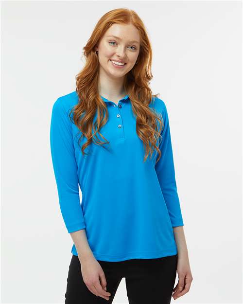 Women's Lady Palm Three-Quarter Sleeve Polo - Turquoise