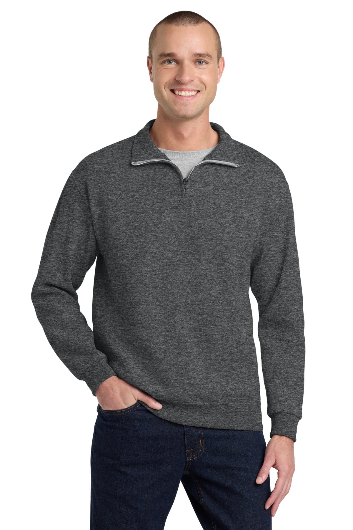Jerzees - NuBlend 1/4-Zip Cadet Collar Sweatshirt - Black Heather