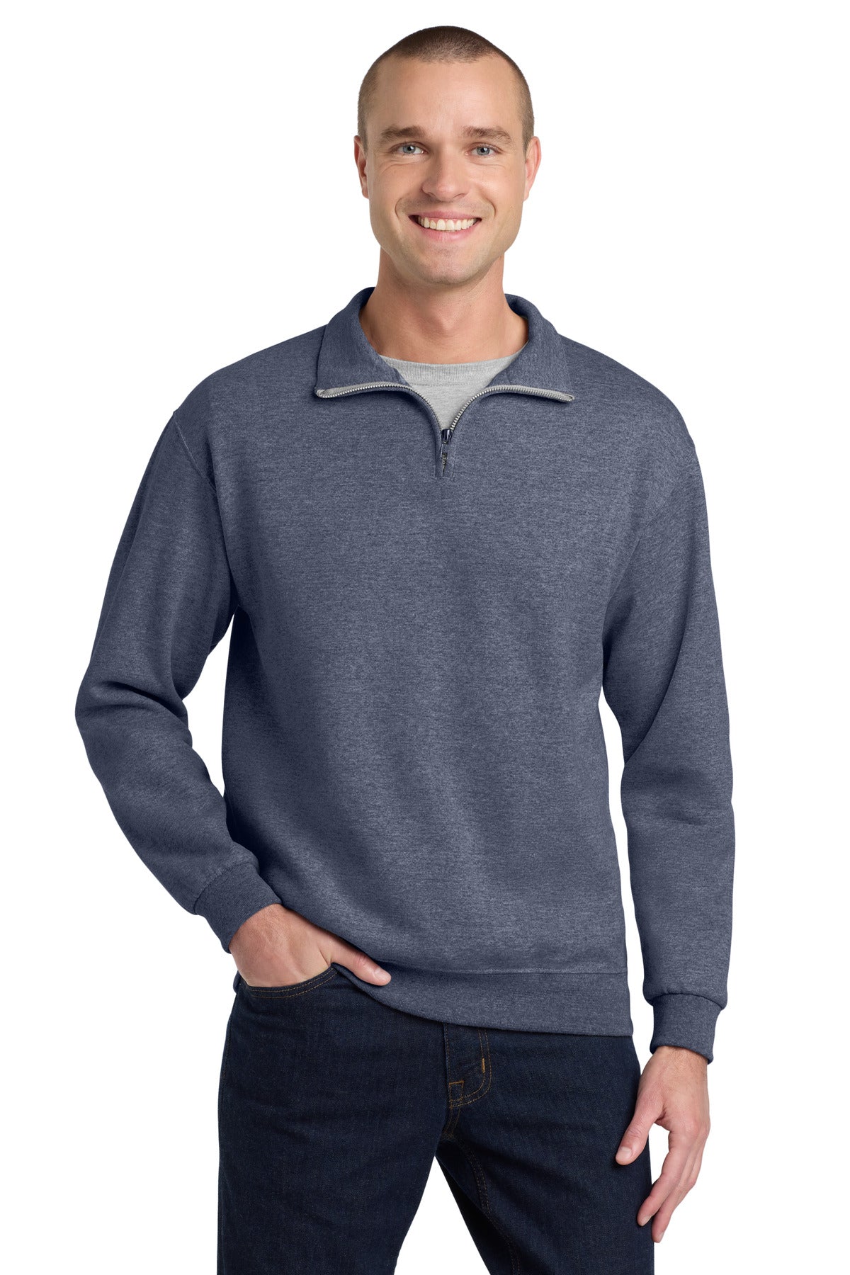 Jerzees - NuBlend 1/4-Zip Cadet Collar Sweatshirt - Vintage Heather Navy