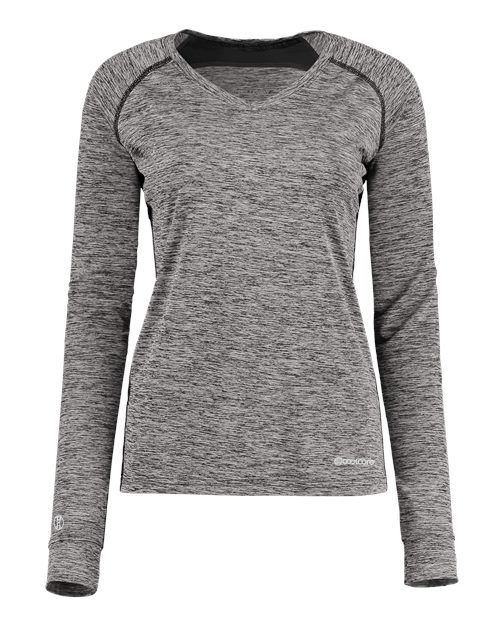 Women's Electrify CoolCore® Long Sleeve V-Neck T-Shirt - Black Heather