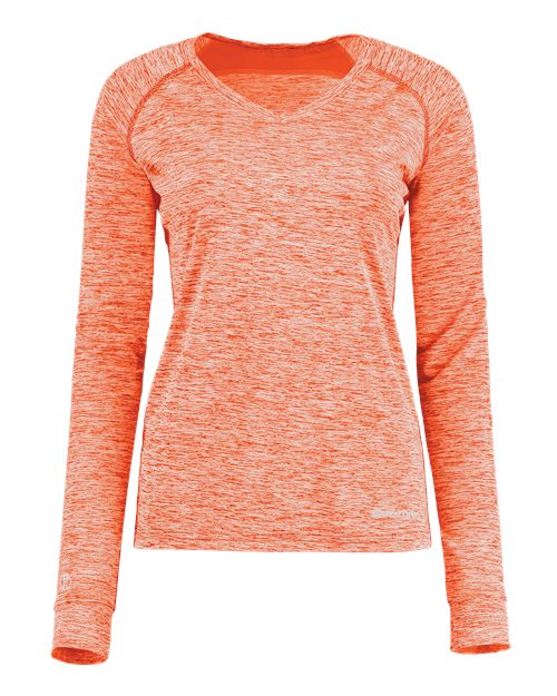 Women's Electrify CoolCore® Long Sleeve V-Neck T-Shirt - Orange Heather