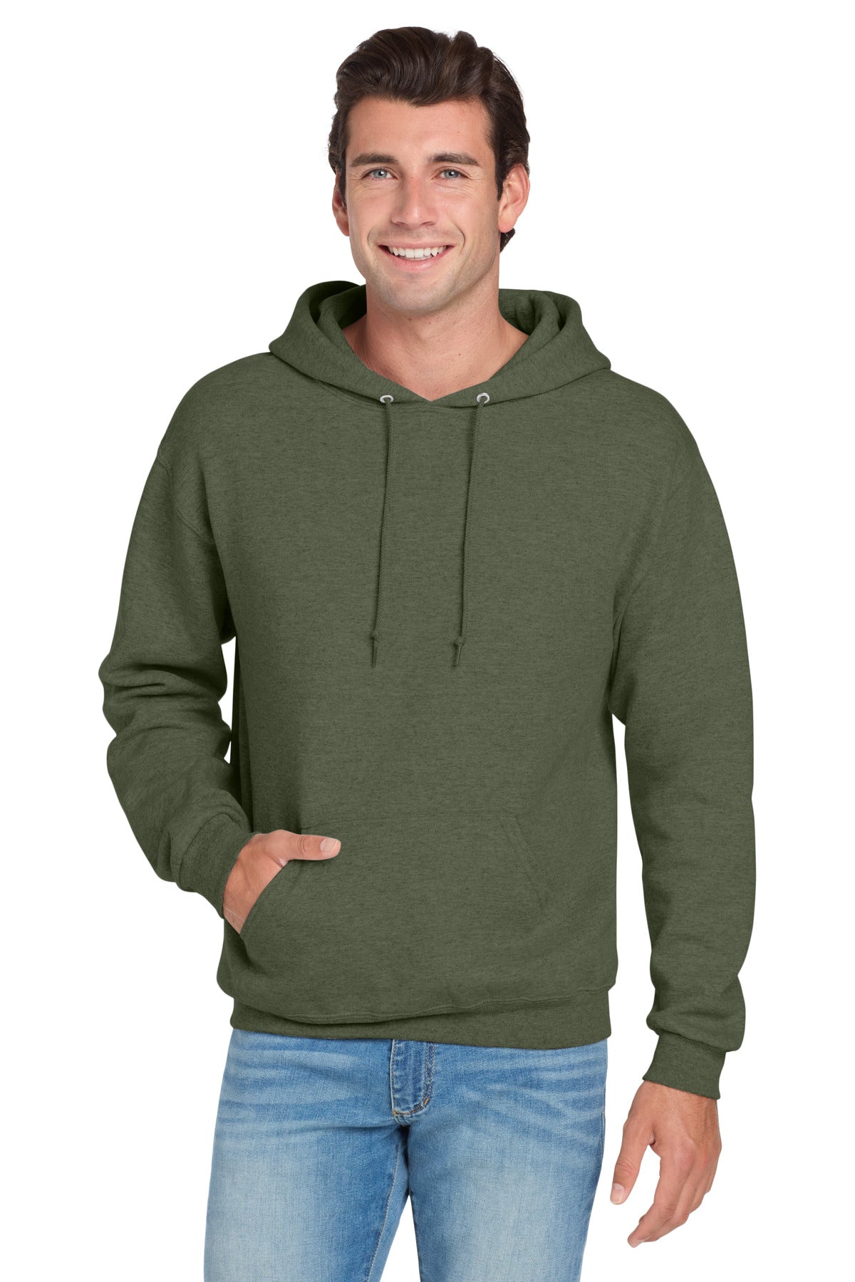 Jerzees NuBlend Pullover Hooded Sweatshirt - Military Green Heather