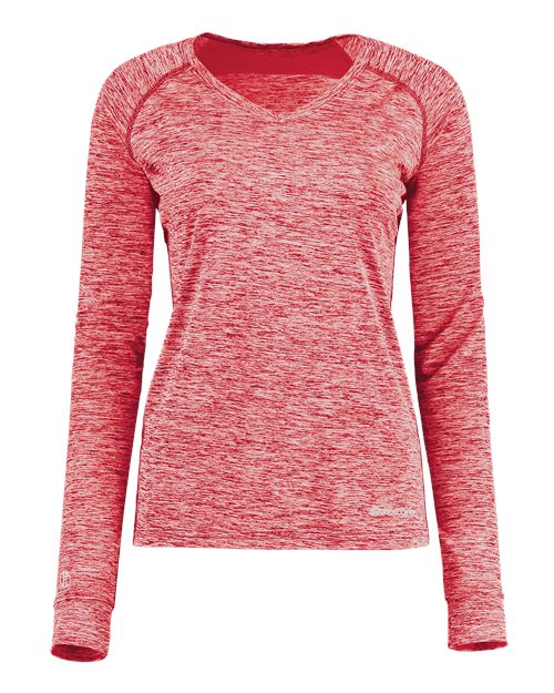 Women's Electrify CoolCore® Long Sleeve V-Neck T-Shirt - Scarlet Heather