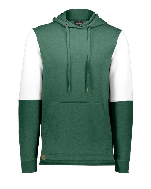 Men's All-American Team Fleece Colorblocked Hooded Sweatshirt - Dark Green Heather/ White