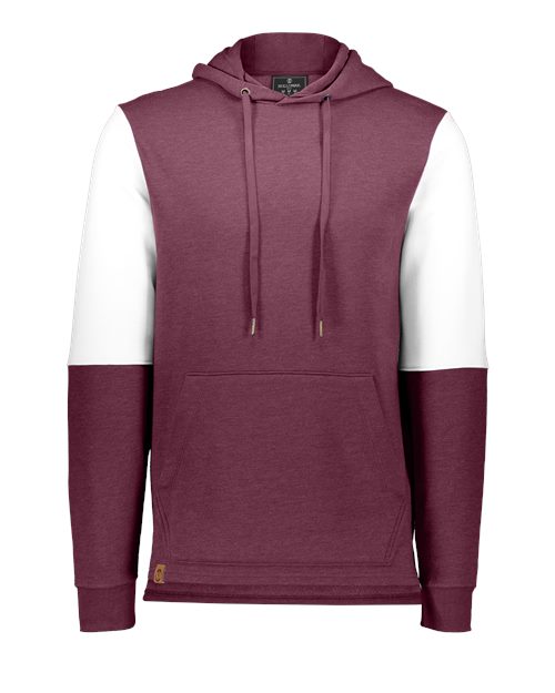 Men's All-American Team Fleece Colorblocked Hooded Sweatshirt - Maroon Heather/ White