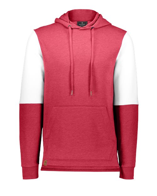 Men's All-American Team Fleece Colorblocked Hooded Sweatshirt - Scarlet Heather/ White