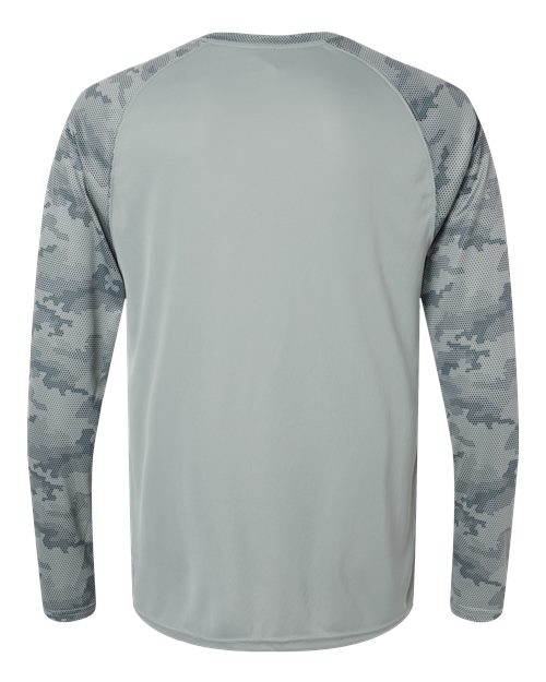 Unisex Cayman Performance Camo Colorblocked Long Sleeve T-Shirt - Medium Grey