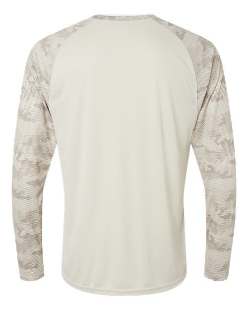 Unisex Cayman Performance Camo Colorblocked Long Sleeve T-Shirt - Sand