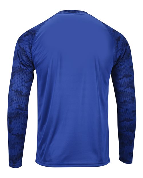Unisex Cayman Performance Camo Colorblocked Long Sleeve T-Shirt - Royal