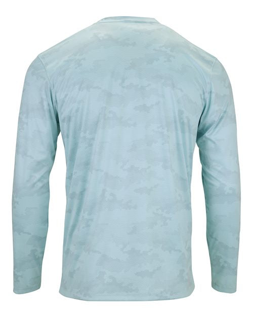 Unisex Pompano Performance Camo Long Sleeve T-Shirt - Aqua Blue