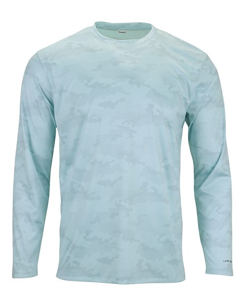 Unisex Pompano Performance Camo Long Sleeve T-Shirt - Aqua Blue