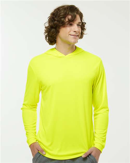 Unisex Bahama Performance Hooded Long Sleeve T-Shirt - Safety Green
