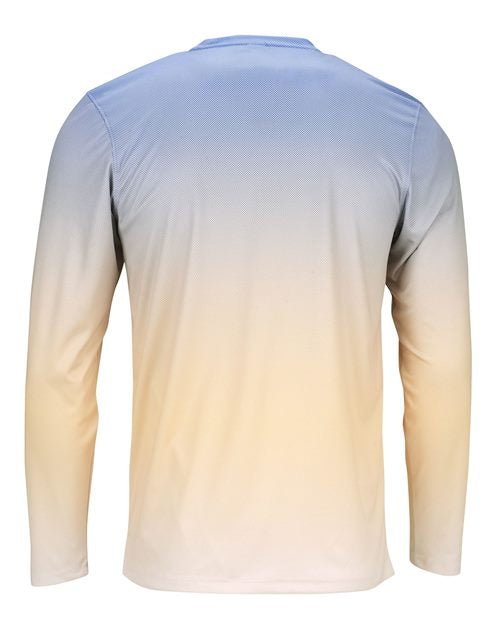 Unisex Barbados Performance Pin Dot Long Sleeve T-Shirt - Bimini Blue/ Peach