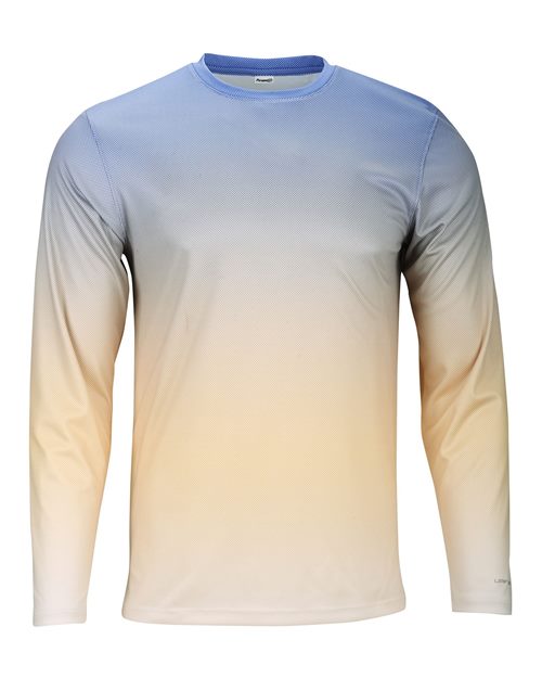 Unisex Barbados Performance Pin Dot Long Sleeve T-Shirt - Bimini Blue/ Peach