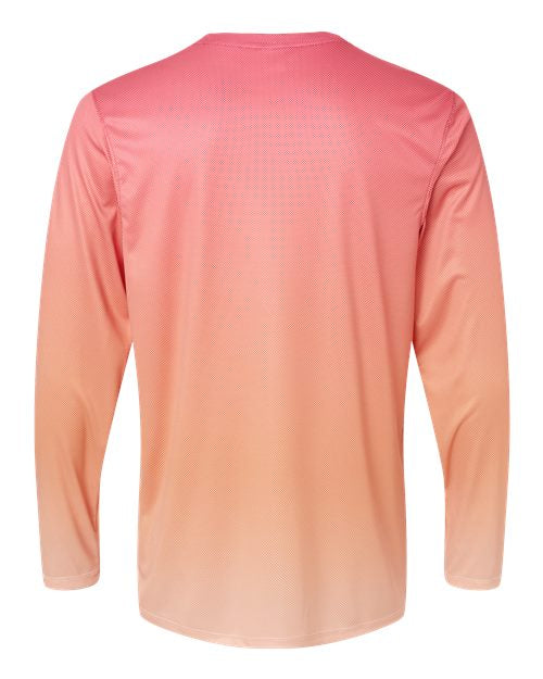 Unisex Barbados Performance Pin Dot Long Sleeve T-Shirt - Red/ Light Orange