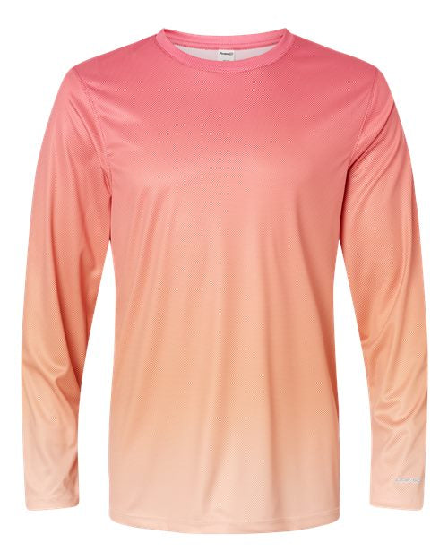 Unisex Barbados Performance Pin Dot Long Sleeve T-Shirt - Red/ Light Orange