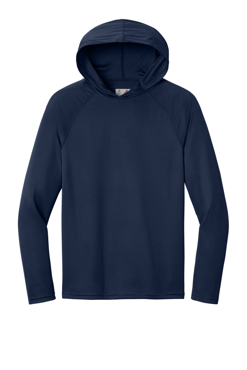 A4 Cooling Performance Long Sleeve Hooded Tee - Navy