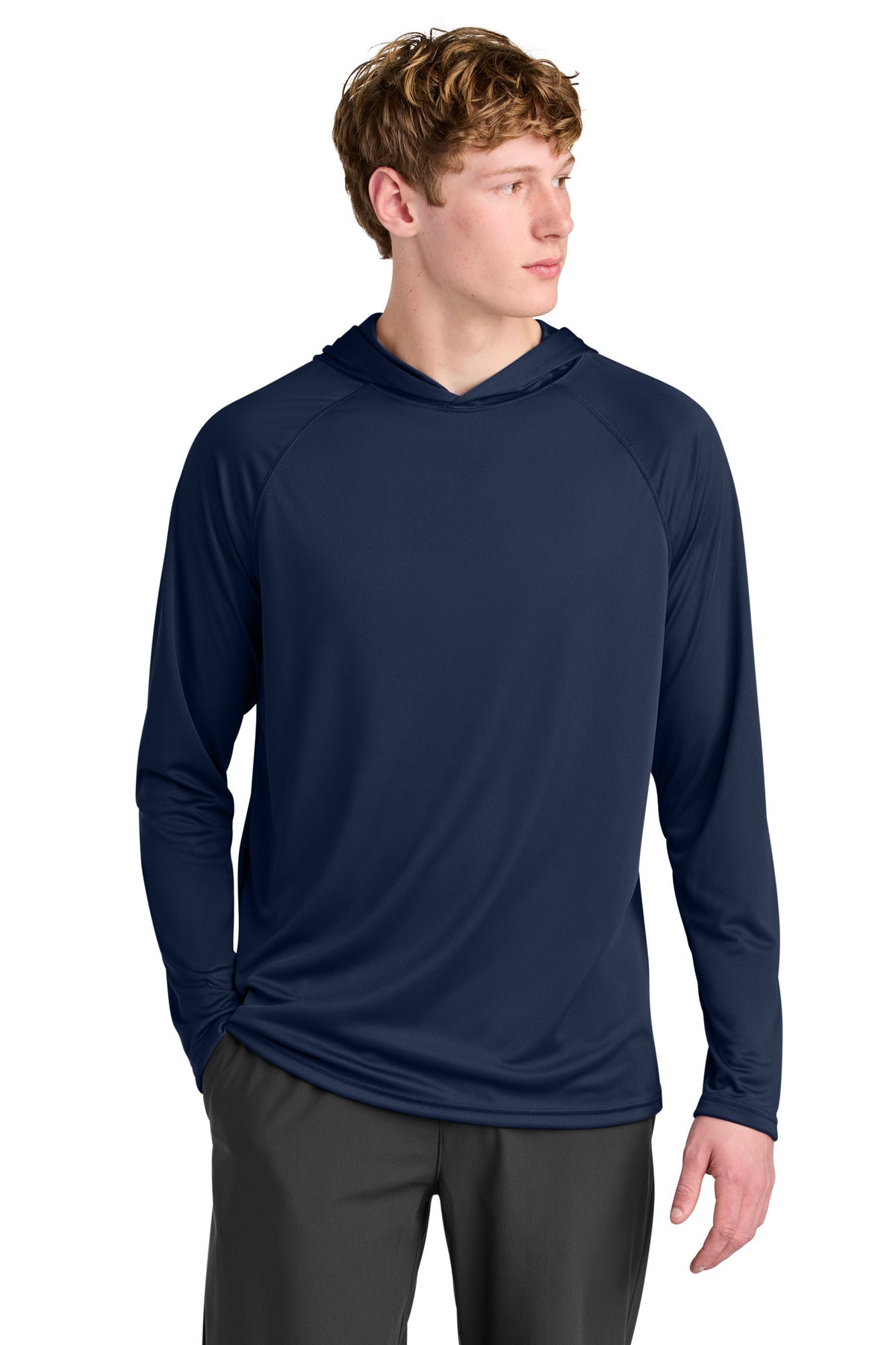 A4 Cooling Performance Long Sleeve Hooded Tee - Navy