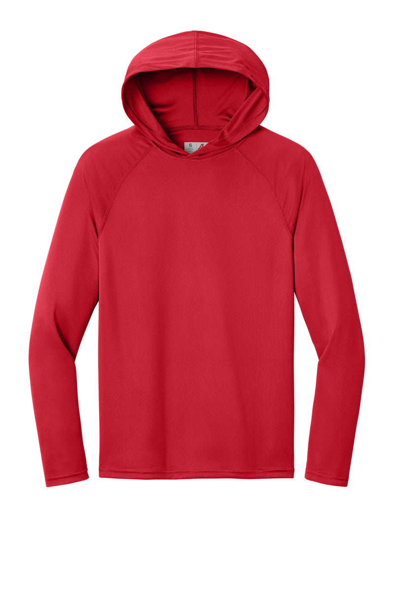 A4 Cooling Performance Long Sleeve Hooded Tee - Scarlet