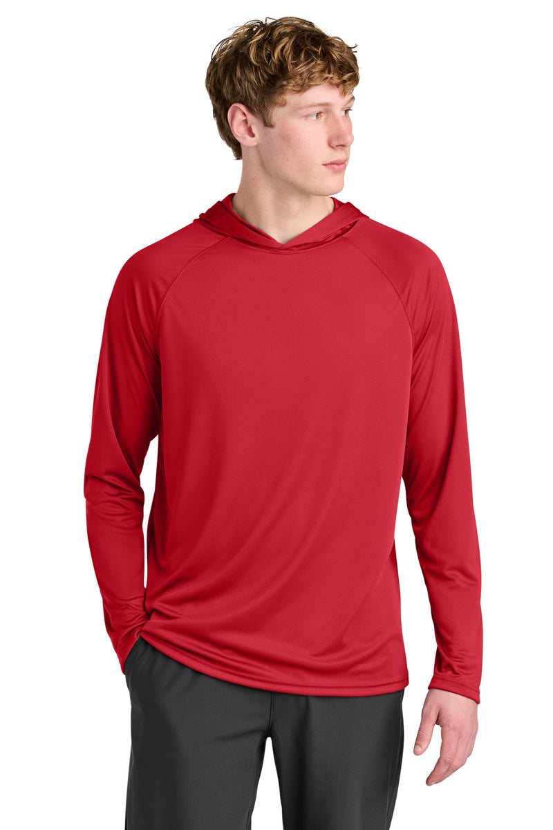 A4 Cooling Performance Long Sleeve Hooded Tee - Scarlet