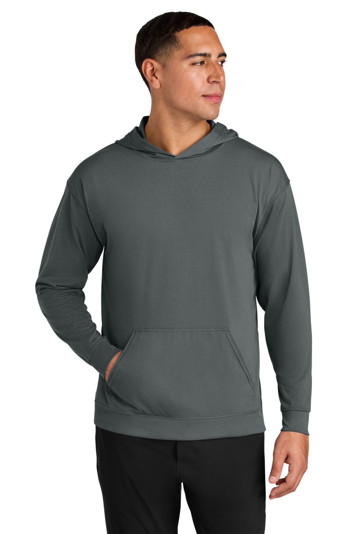 A4 Softek Long Sleeve Hooded Tee - Graphite