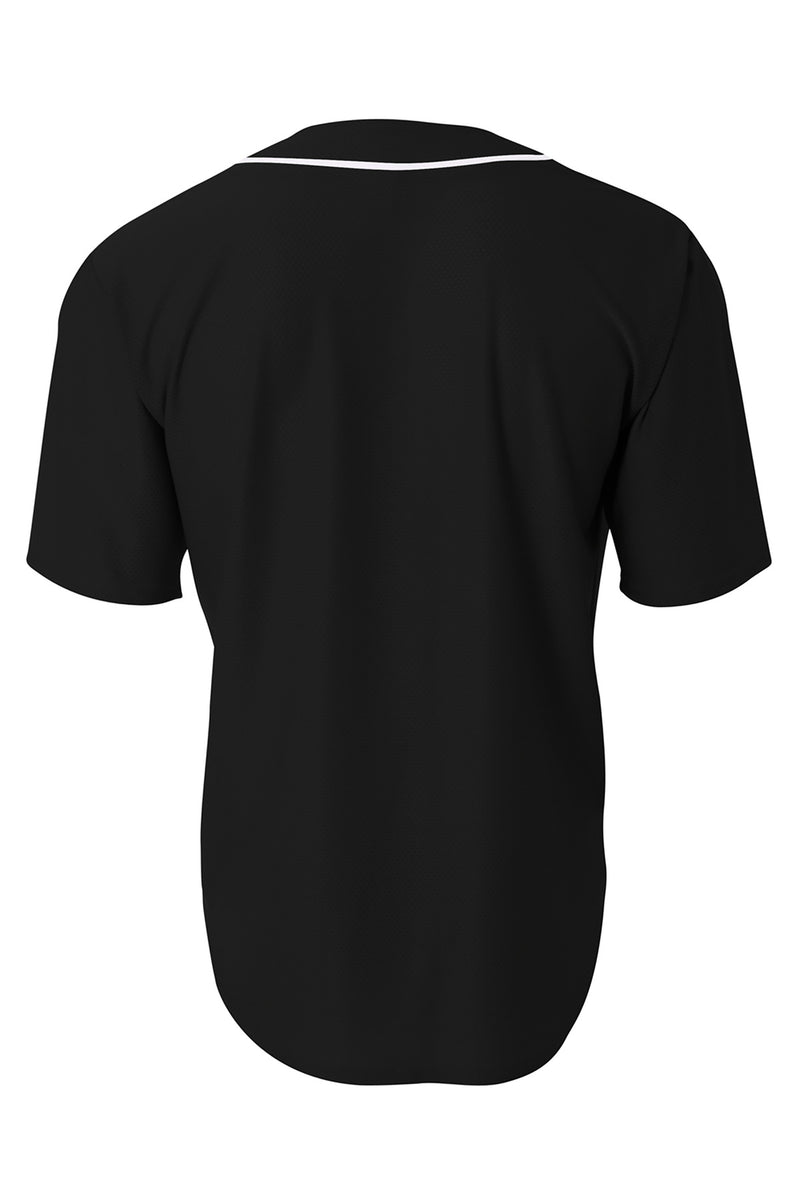 A4 Short Sleeve Full-Button Baseball Top - Black