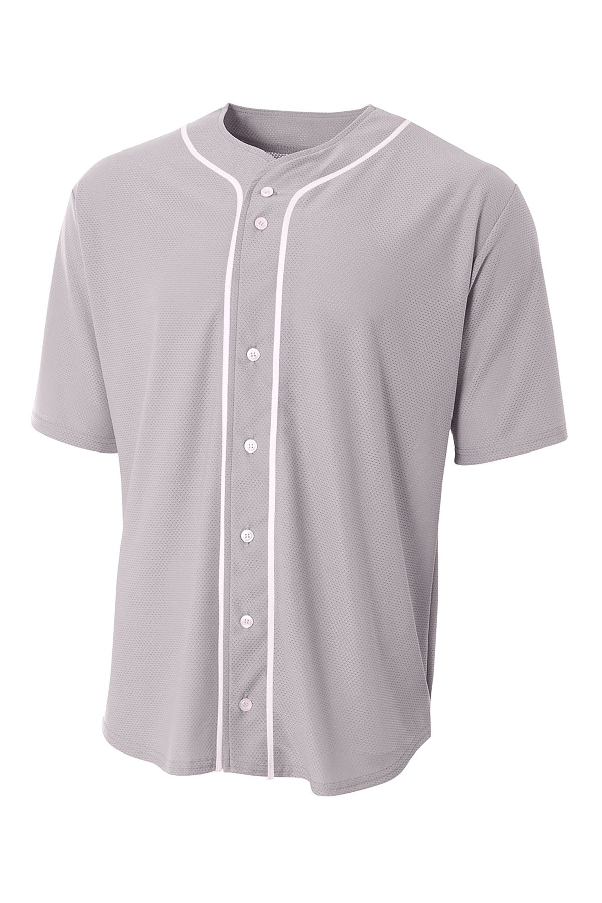 A4 Short Sleeve Full-Button Baseball Top - Grey