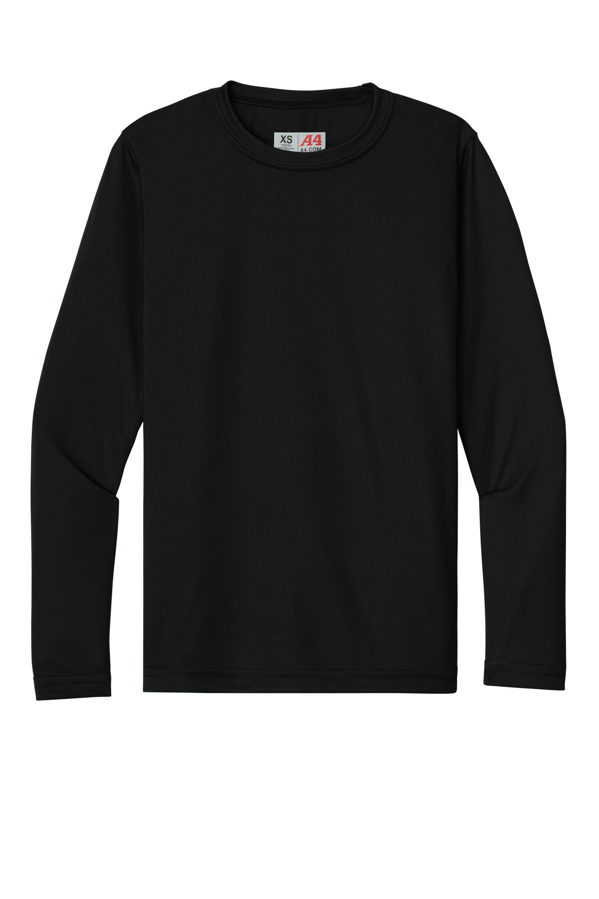 A4 Youth Cooling Performance Long Sleeve Tee - Black