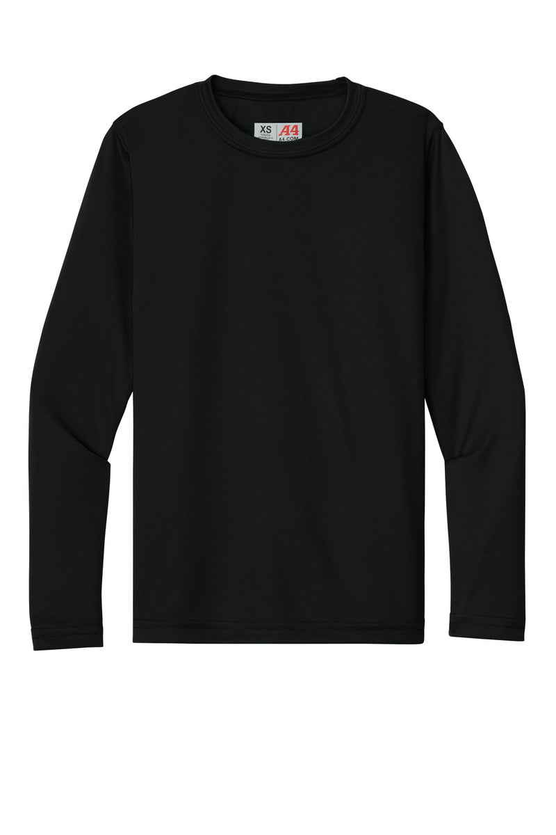 A4 Youth Cooling Performance Long Sleeve Tee - Black
