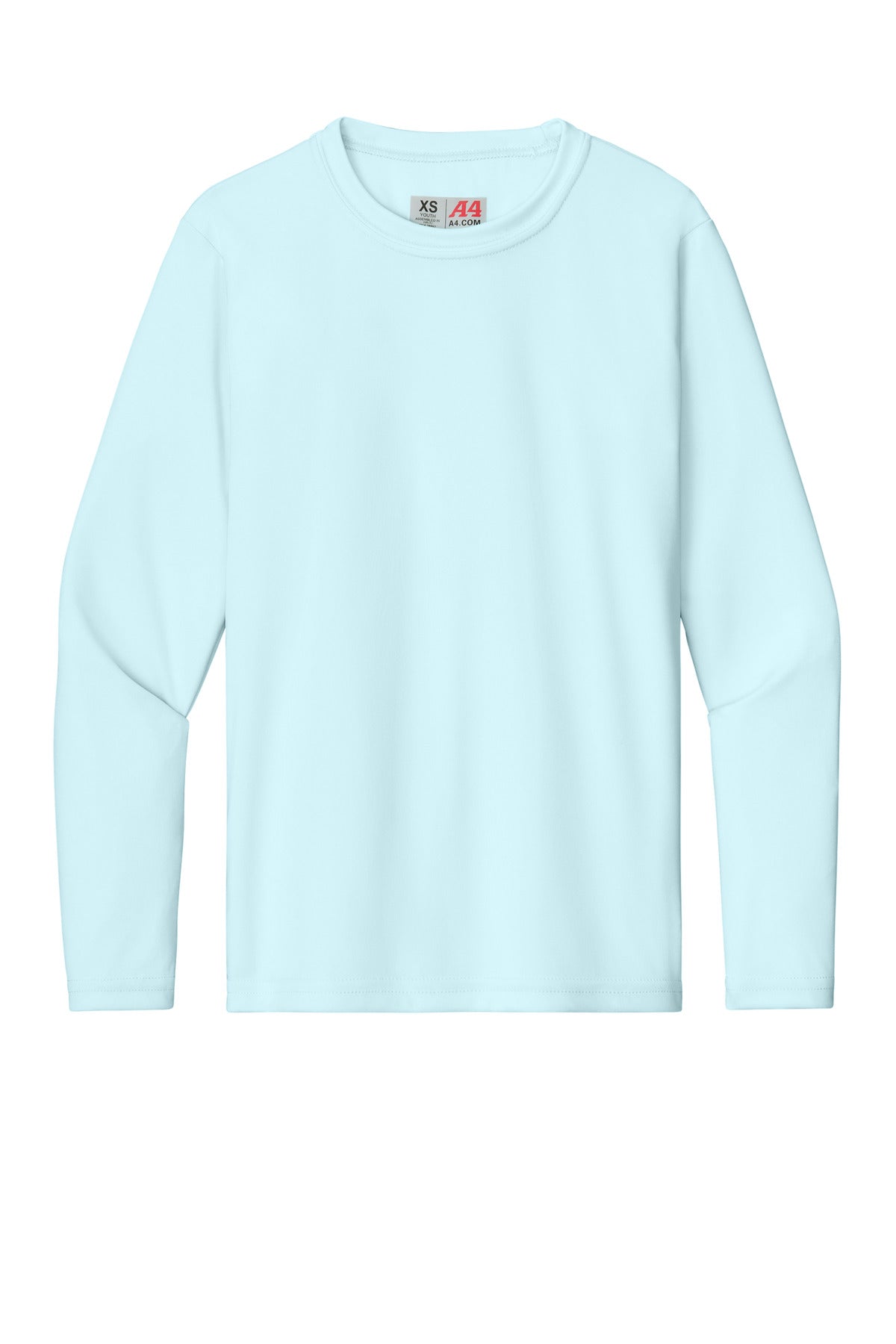 A4 Youth Cooling Performance Long Sleeve Tee - Pastel Blue
