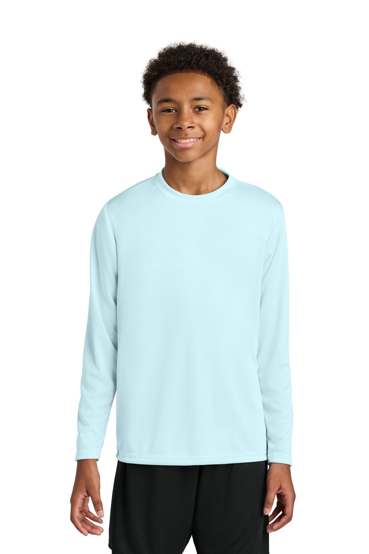 A4 Youth Cooling Performance Long Sleeve Tee - Pastel Blue