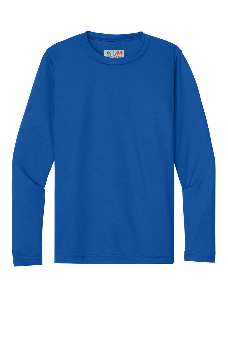 A4 Youth Cooling Performance Long Sleeve Tee - Royal