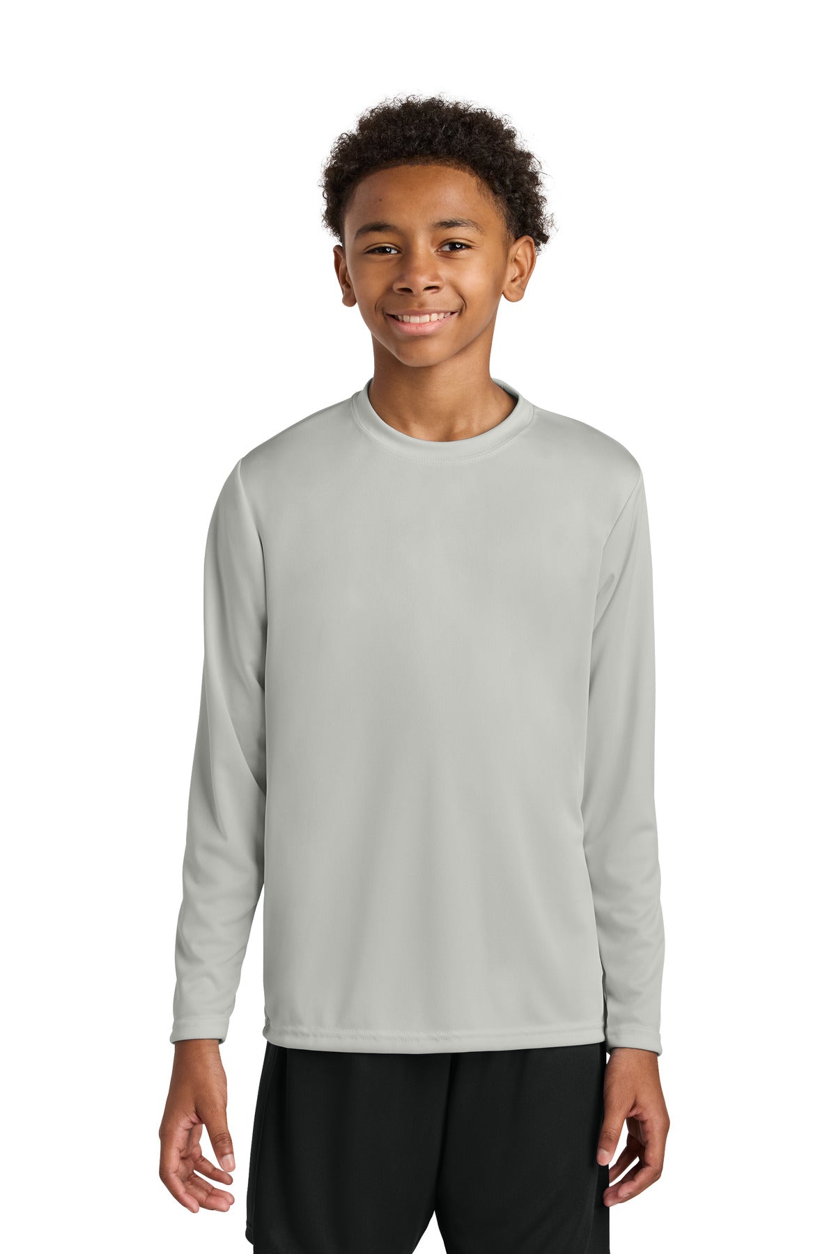 A4 Youth Cooling Performance Long Sleeve Tee - Silver