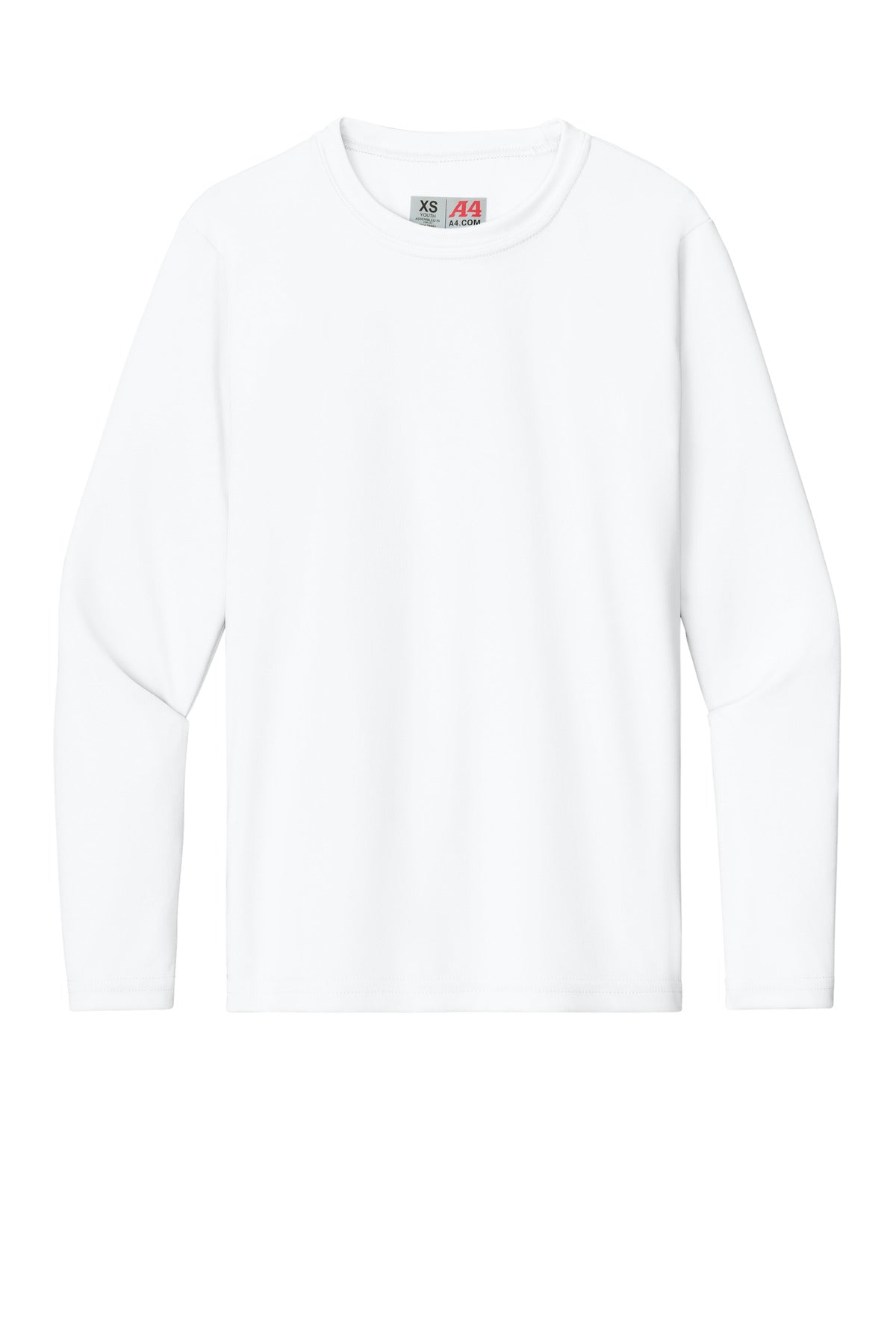 A4 Youth Cooling Performance Long Sleeve Tee - White