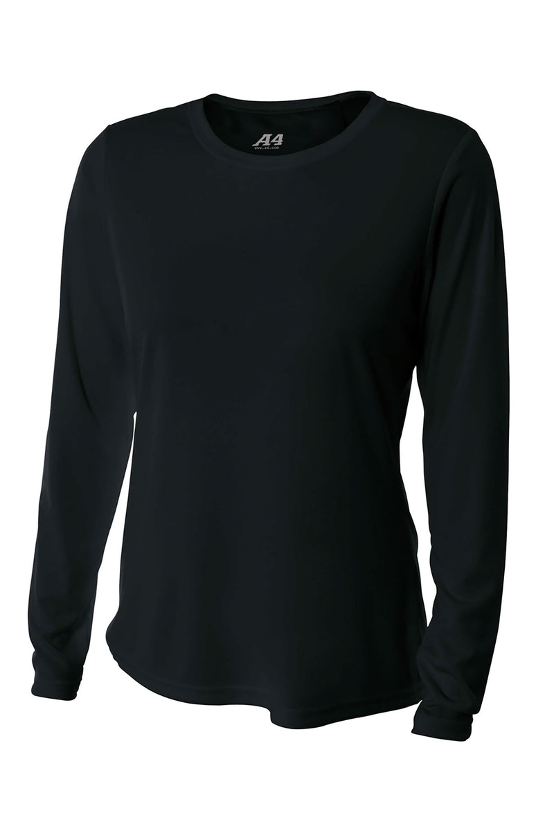 A4 Women's Cooling Performance Long Sleeve Tee - Black